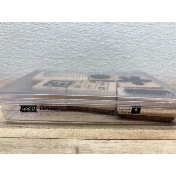 2006 Stampin Up Be Happy Set Of 6 Wood Mounted Rubber Stamps - Picture 3 of 4